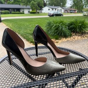 BCBGeneration Black and Silver Heels